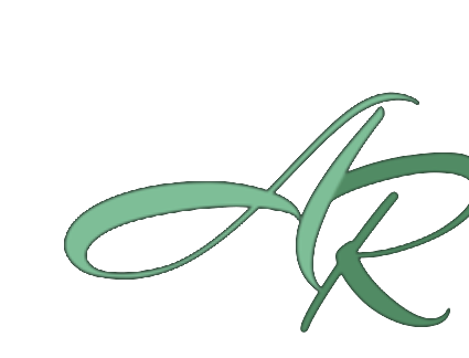 Green stylized plant or leaf design with curved flowing strokes